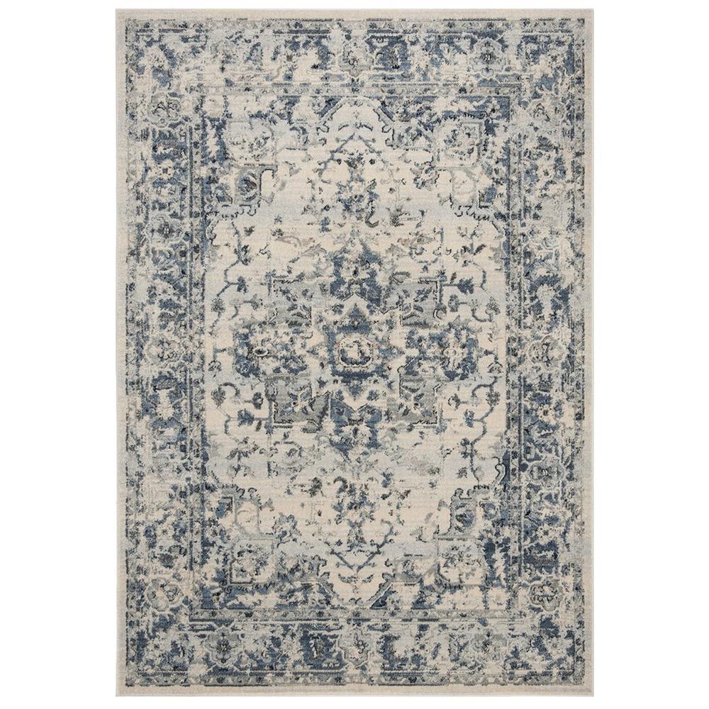 CHARLESTON, IVORY / NAVY, 5'-3" X 7'-6", Area Rug. Picture 1