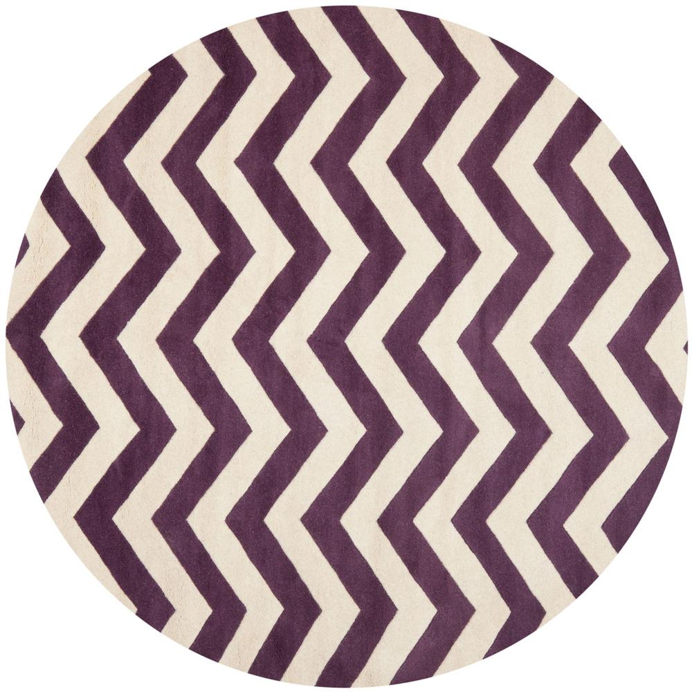 CHATHAM, PURPLE / IVORY, 7' X 7' Round, Area Rug, CHT715F-7R. Picture 1