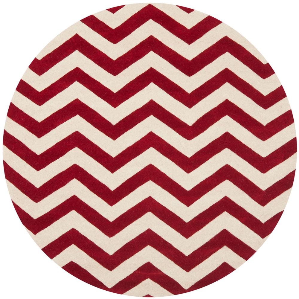 CHATHAM, RED / IVORY, 7' X 7' Round, Area Rug, CHT715G-7R. Picture 1