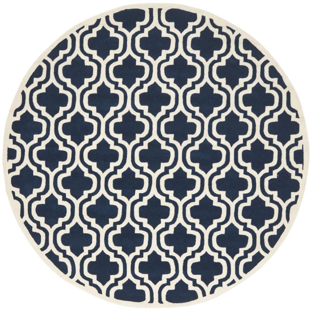 CHATHAM, DARK BLUE / IVORY, 7' X 7' Round, Area Rug, CHT727C-7R. Picture 1