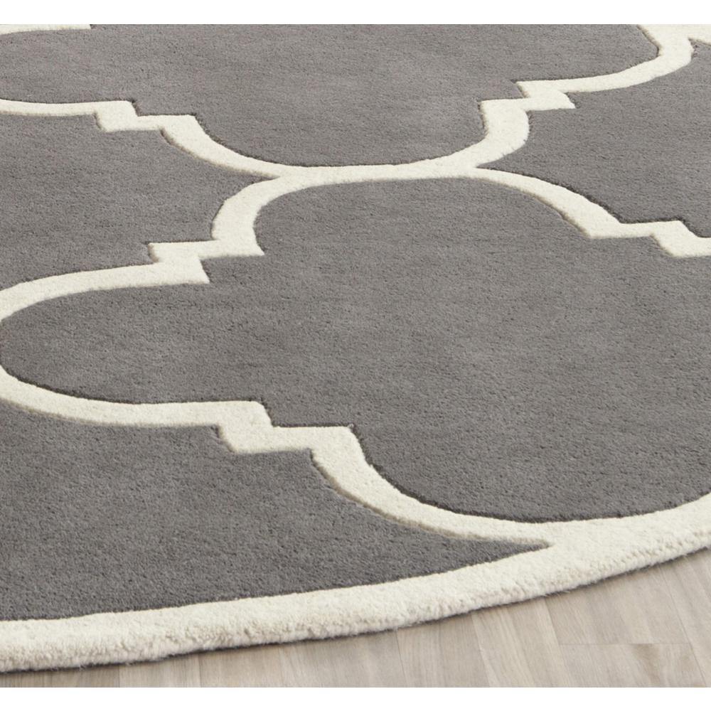 CHATHAM, DARK GREY / IVORY, 9' X 9' Round, Area Rug, CHT730D-9R. Picture 1