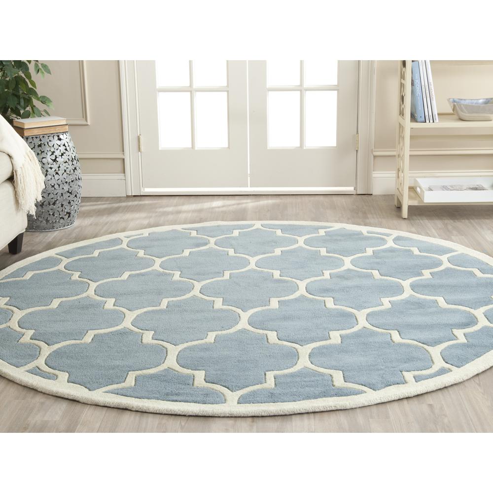 CHATHAM, BLUE / IVORY, 5' X 5' Round, Area Rug, CHT733B-5R. Picture 2