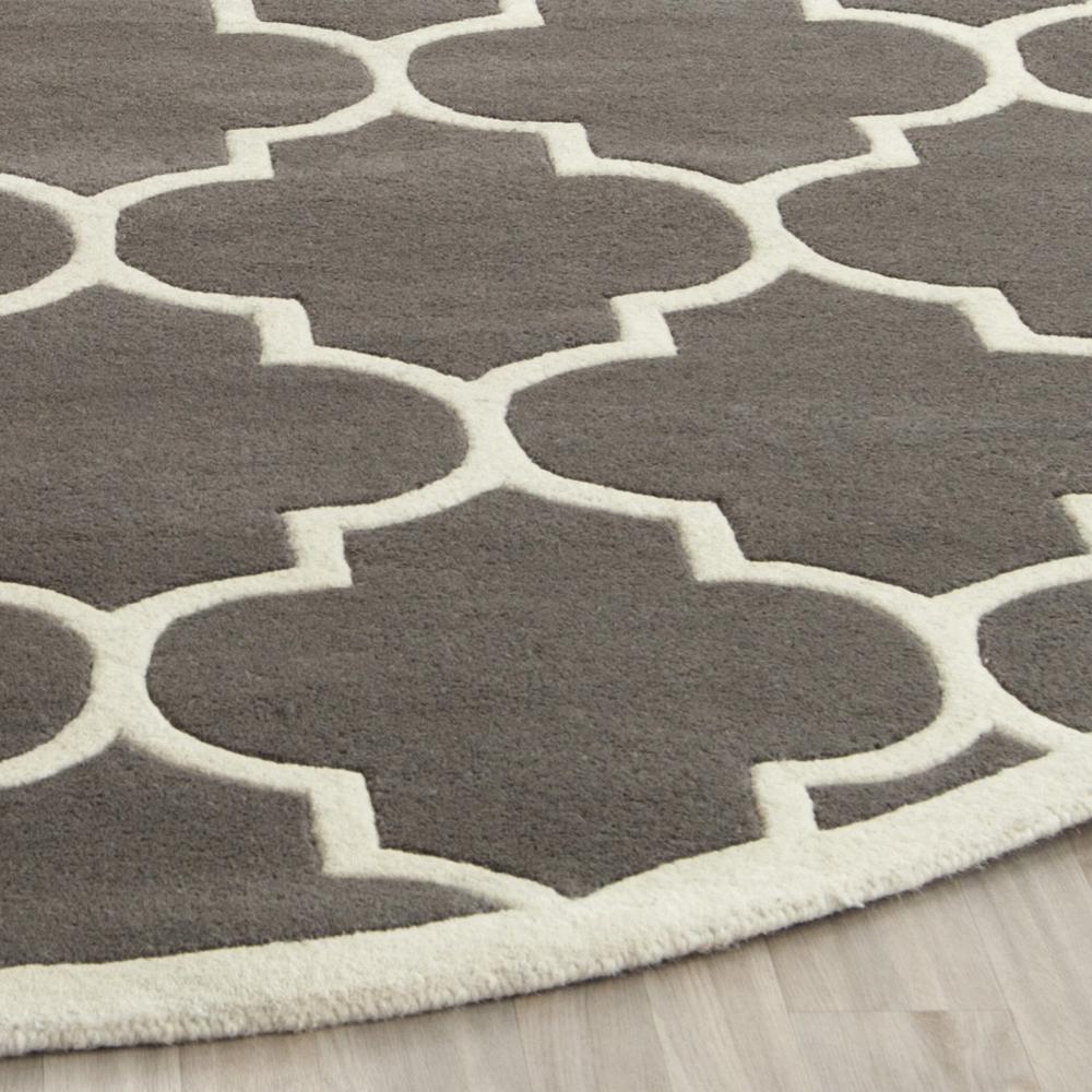 CHATHAM, DARK GREY / IVORY, 8'-9" X 8'-9" Round, Area Rug. Picture 1