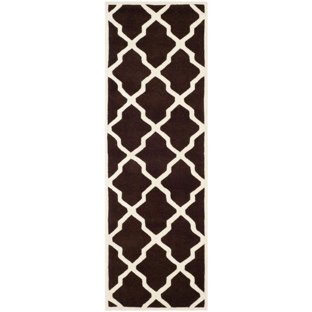 CHATHAM, DARK BROWN / IVORY, 2'-3" X 9', Area Rug. Picture 1