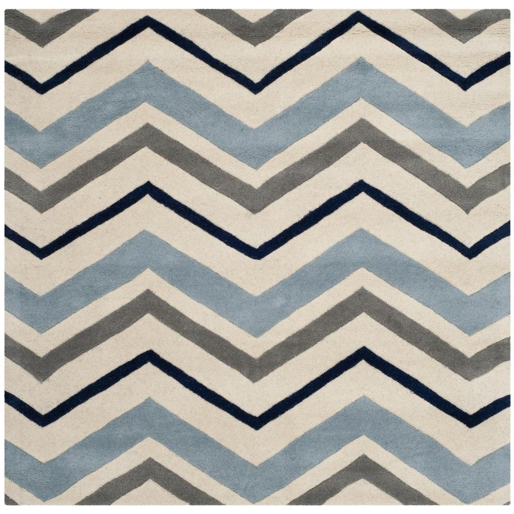 CHATHAM, IVORY / DARK GREY, 7' X 7' Square, Area Rug, CHT749X-7SQ. Picture 1