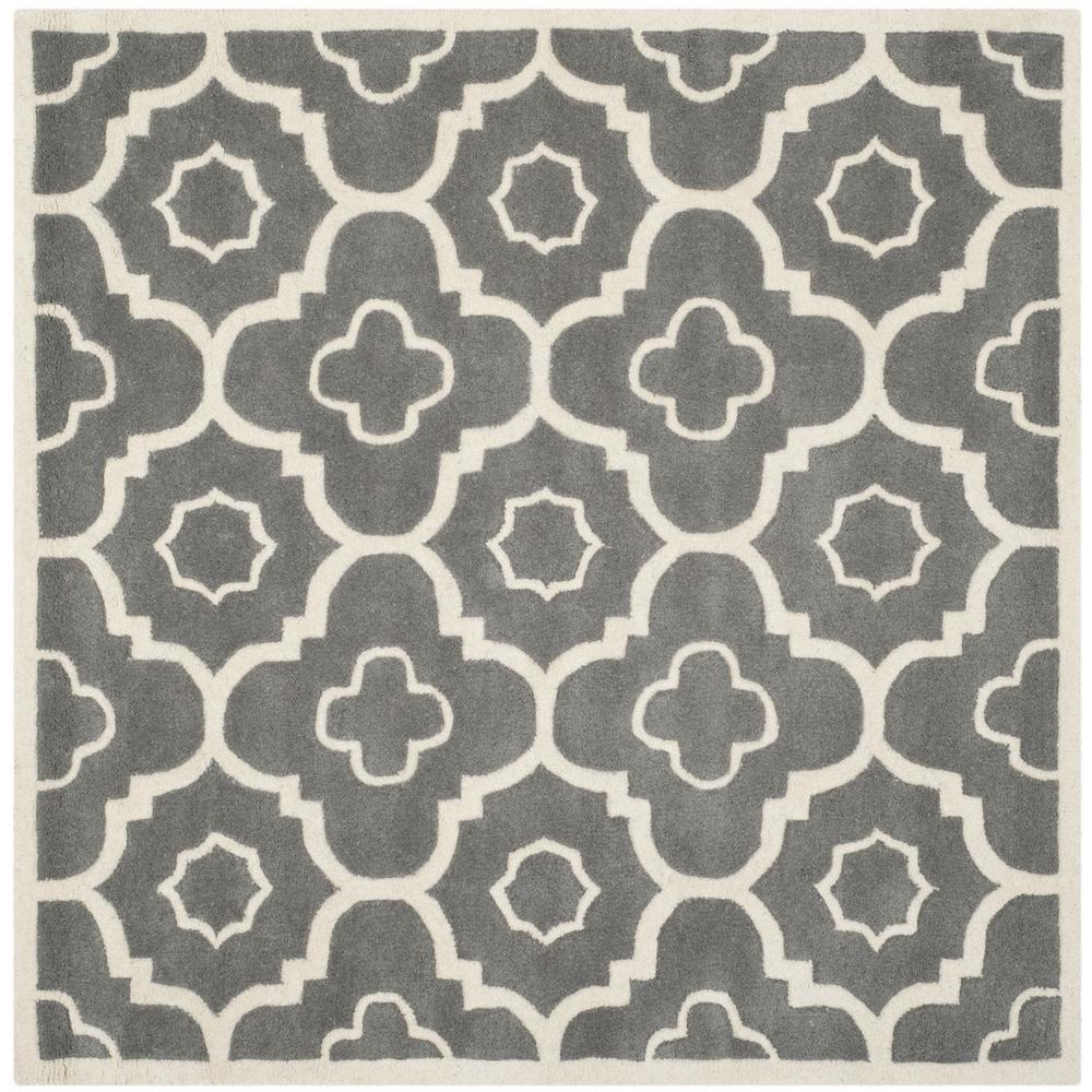 CHATHAM, DARK GREY / IVORY, 7' X 7' Square, Area Rug, CHT750D-7SQ. Picture 1