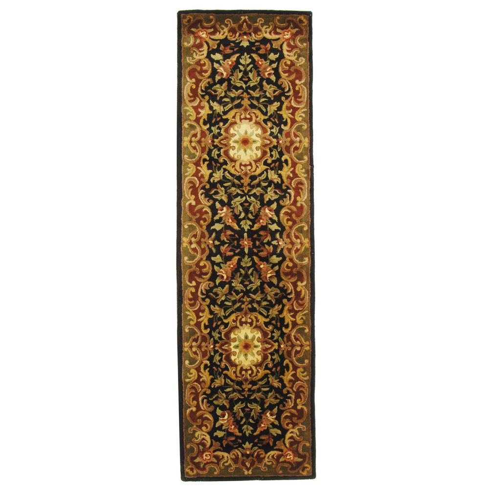 CLASSIC, BLACK / GREEN, 2'-3" X 8', Area Rug. Picture 1