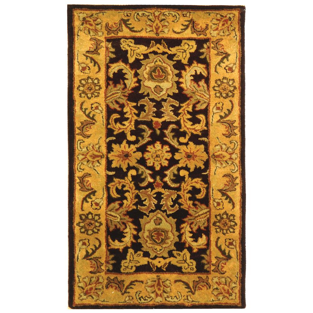 CLASSIC, DARK PLUM / GOLD, 2'-6" X 6', Area Rug. Picture 1