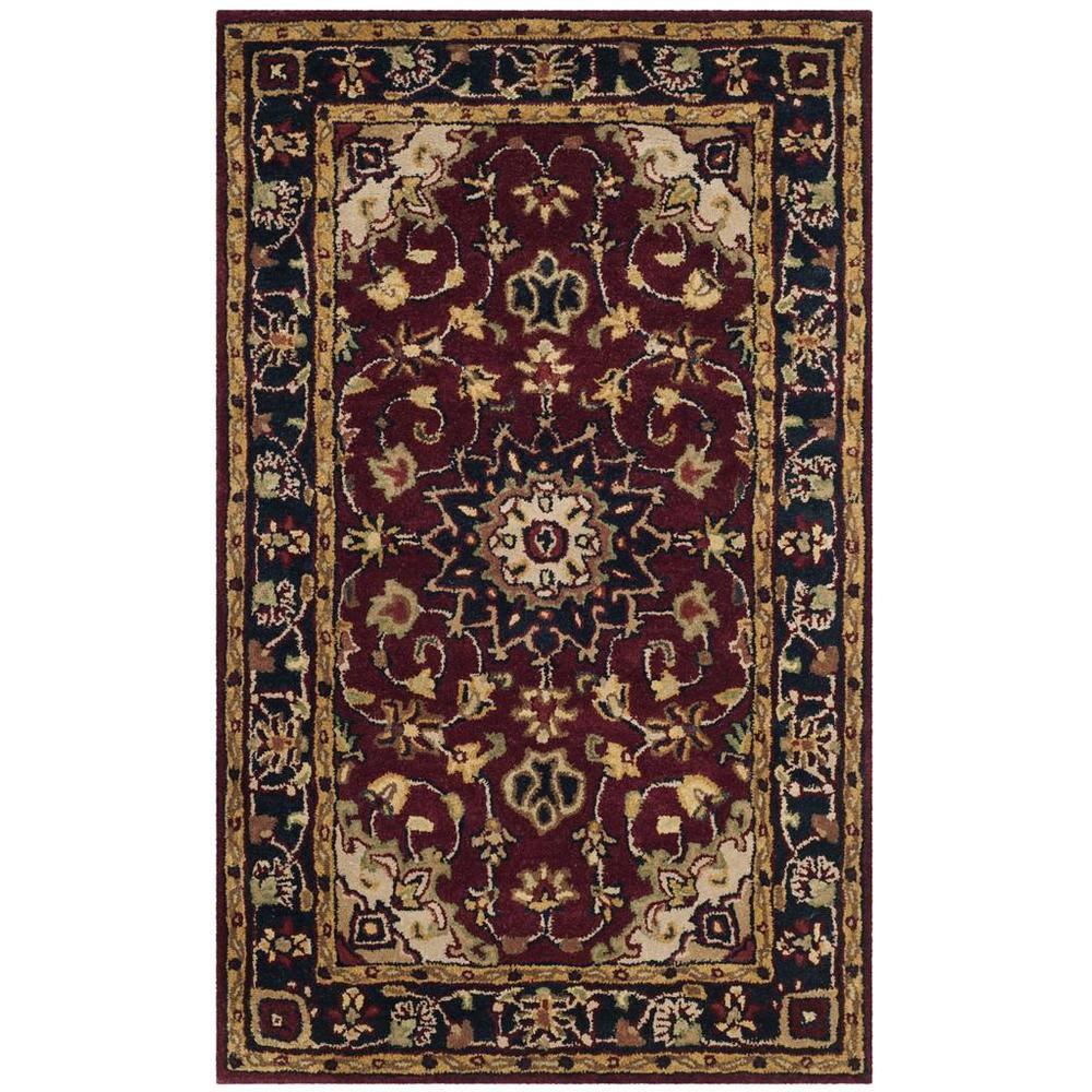 CLASSIC, BURGUNDY / NAVY, 3' X 5', Area Rug. Picture 1