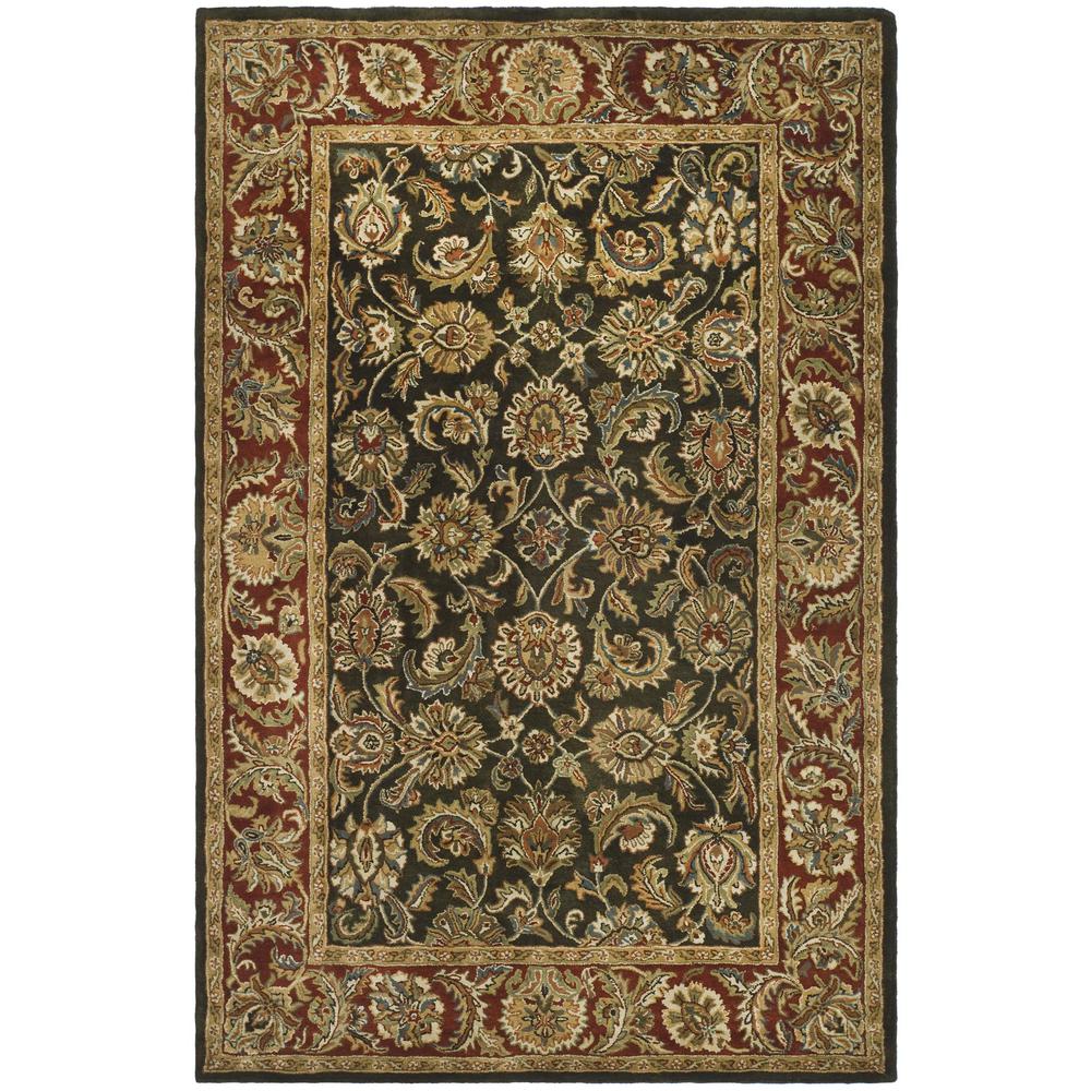 CLASSIC, DARK OLIVE / RED, 6' X 9', Area Rug. Picture 1