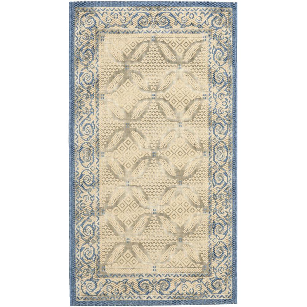 COURTYARD, NATURAL / BLUE, 7'-10" X 7'-10" Square, Area Rug, CY1502-3101-8SQ. Picture 1