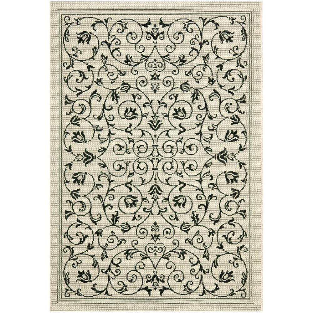 COURTYARD, SAND / BLACK, 7'-10" X 7'-10" Round, Area Rug, CY2098-3901-8R. Picture 1