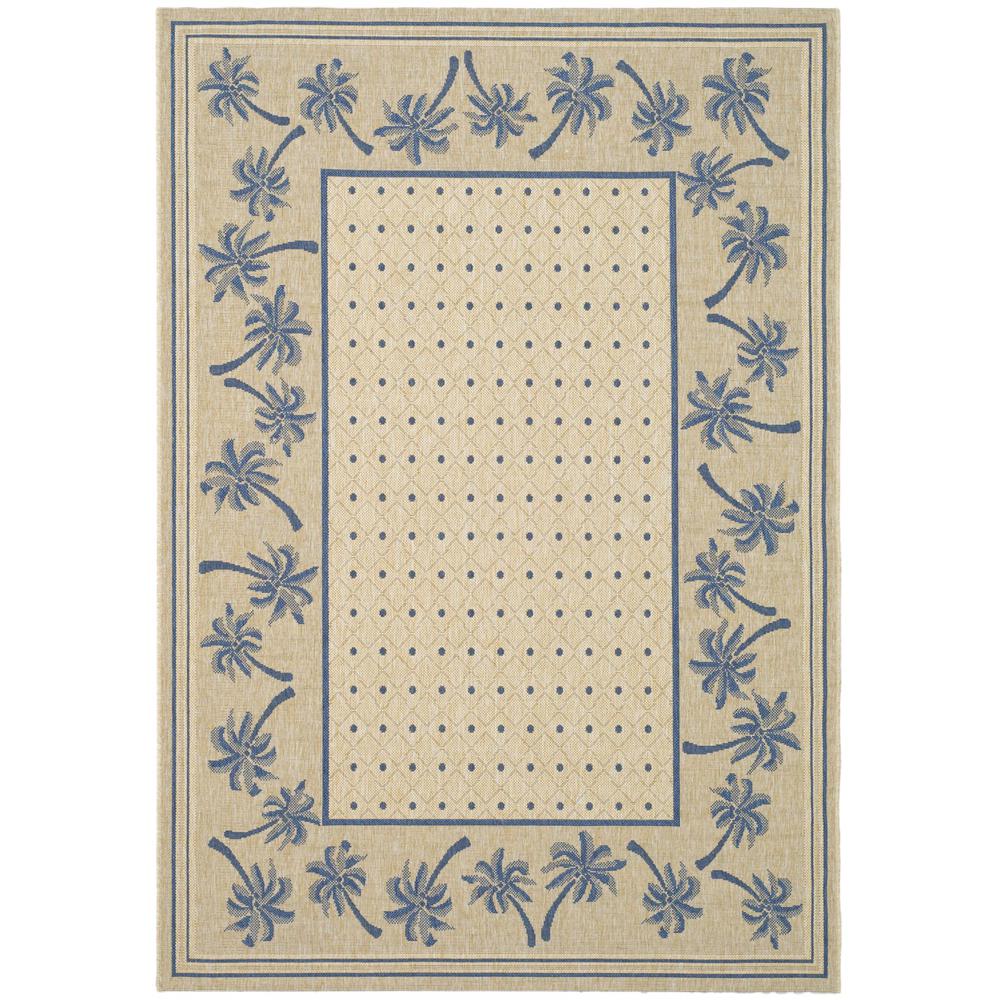 COURTYARD, IVORY / BLUE, 5'-3" X 7'-7", Area Rug. Picture 1