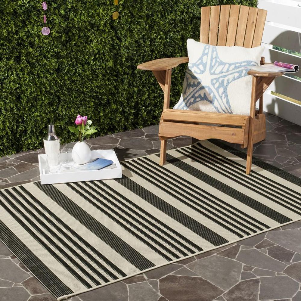 COURTYARD, BLACK / BONE, 6'-7" X 9'-6", Area Rug, CY6062-216-6. Picture 1