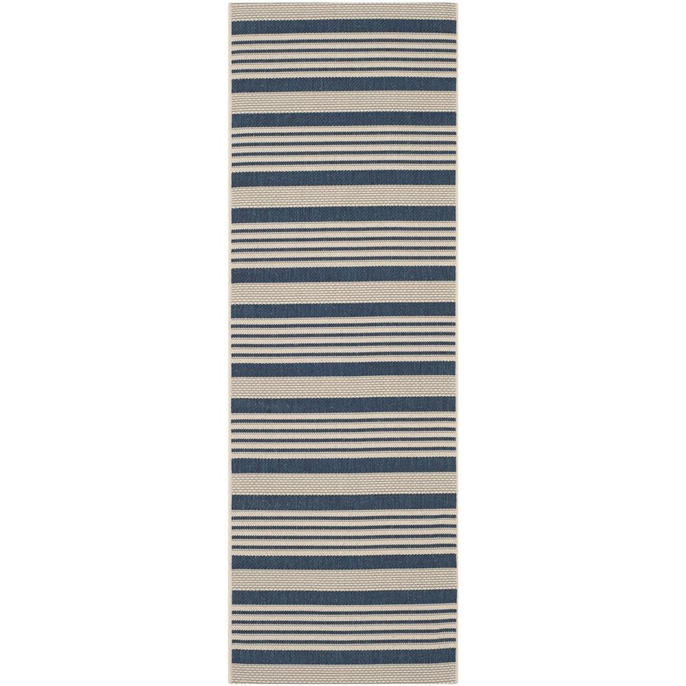 COURTYARD, NAVY / BEIGE, 2'-3" X 14', Area Rug, CY6062-268-214. Picture 1