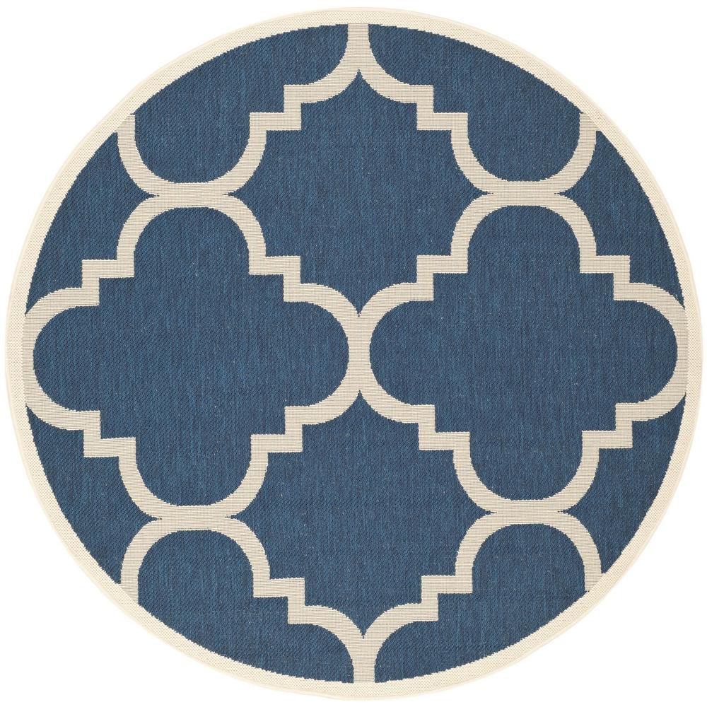 COURTYARD, NAVY / BEIGE, 7'-10" X 7'-10" Round, Area Rug, CY6243-268-8R. Picture 1
