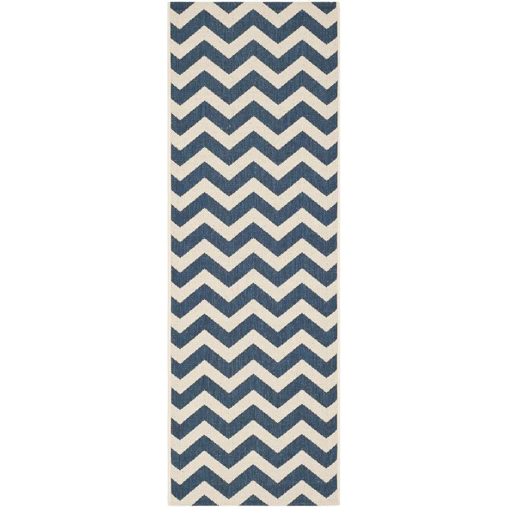 COURTYARD, NAVY / BEIGE, 2'-3" X 14', Area Rug, CY6244-268-214. Picture 1