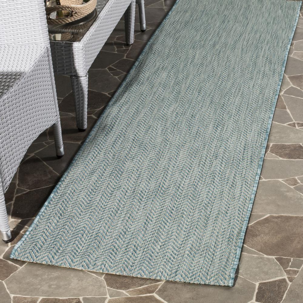 COURTYARD, AQUA / GREY, 2'-3" X 14', Area Rug, CY8022-37121-214. Picture 1