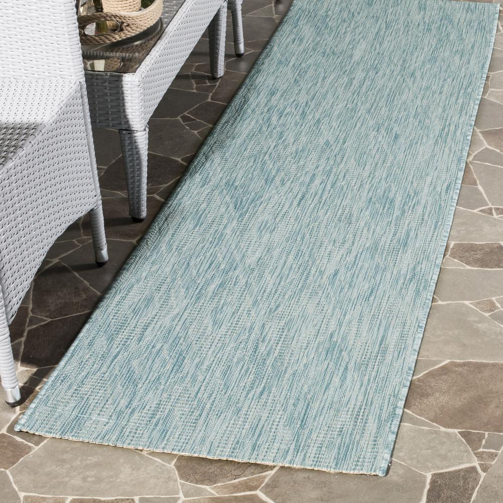 COURTYARD, AQUA / AQUA, 2'-3" X 14', Area Rug, CY8522-37122-214. Picture 1