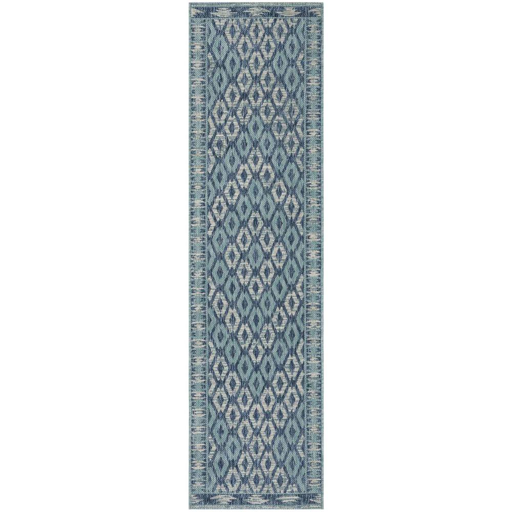 COURTYARD, NAVY / AQUA, 2'-3" X 14', Area Rug. Picture 1