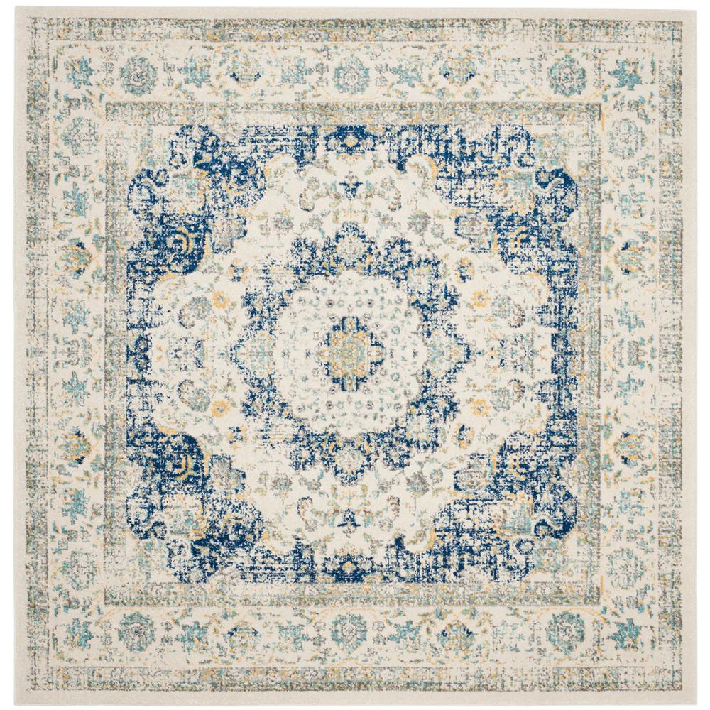 EVOKE, IVORY / BLUE, 9' X 9' Square, Area Rug, EVK220C-9SQ. Picture 1