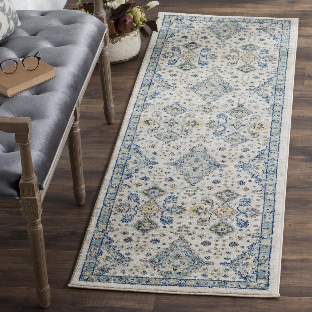 EVOKE, IVORY / LIGHT BLUE, 2'-2" X 9', Area Rug, EVK224C-29. Picture 1