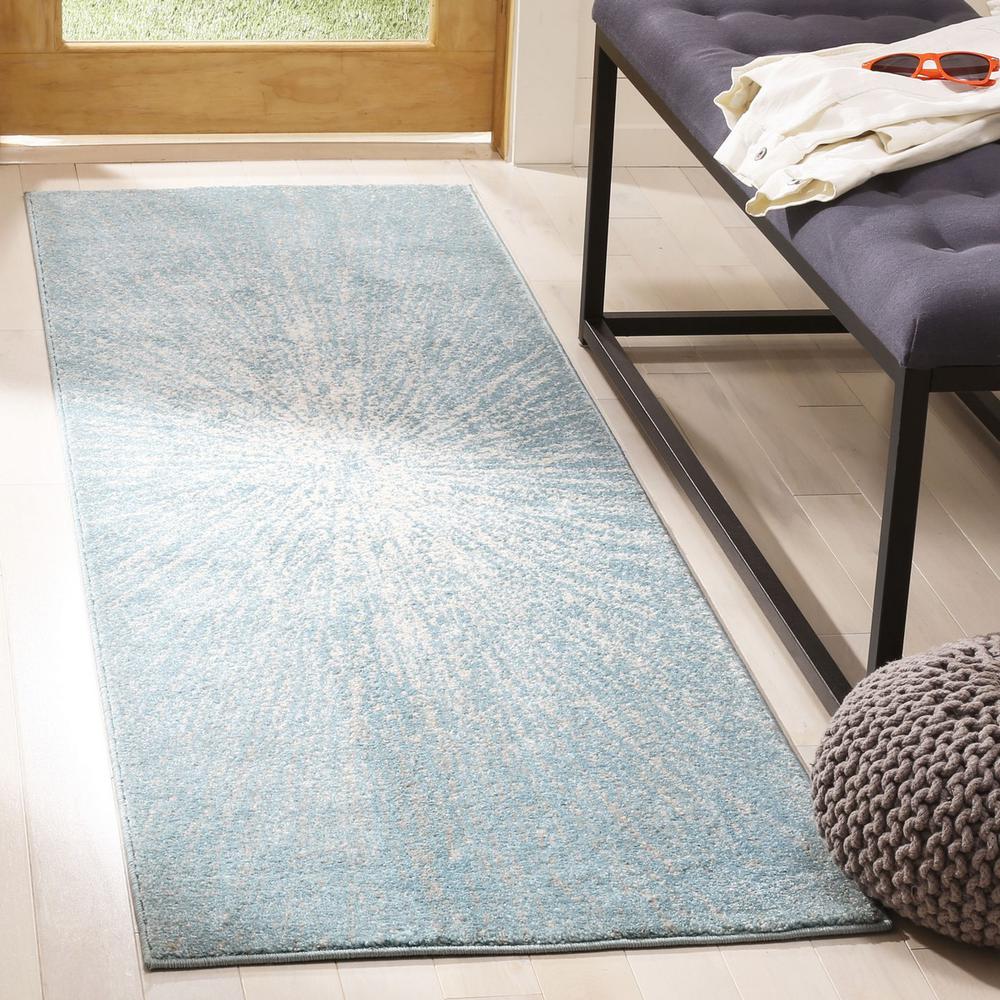 EVOKE, AQUA / IVORY, 2'-2" X 7', Area Rug. Picture 1