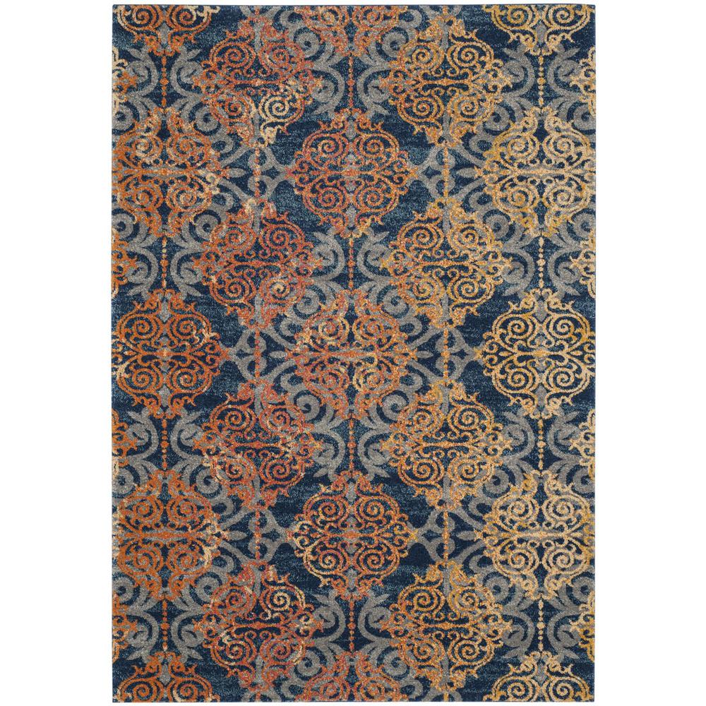 EVOKE, BLUE / ORANGE, 6'-7" X 9', Area Rug, EVK230S-6. Picture 1