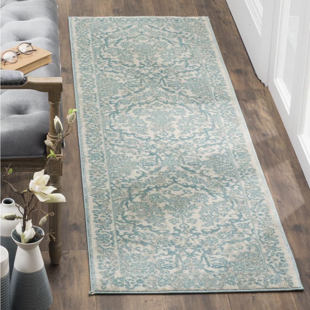 EVOKE, IVORY / LIGHT BLUE, 2'-2" X 9', Area Rug, EVK242C-29. Picture 1