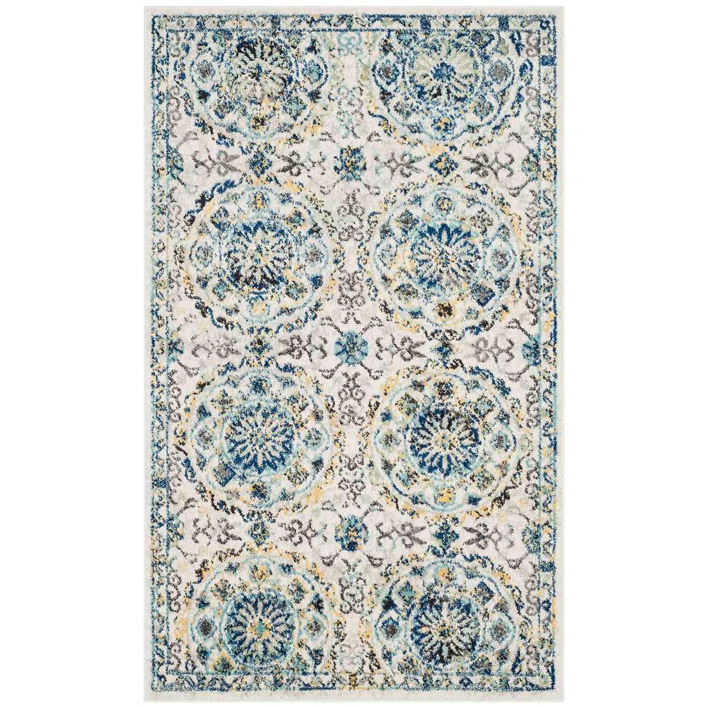 EVOKE, IVORY / BLUE, 3' X 5', Area Rug, EVK252C-3. Picture 1