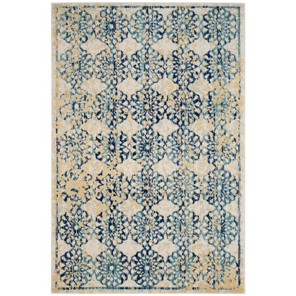 EVOKE, IVORY / BLUE, 6'-7" X 9', Area Rug, EVK262C-6. Picture 1