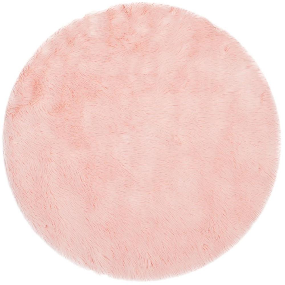 FAUX SHEEP SKIN, PINK, 5' X 5' Round, Area Rug. Picture 1
