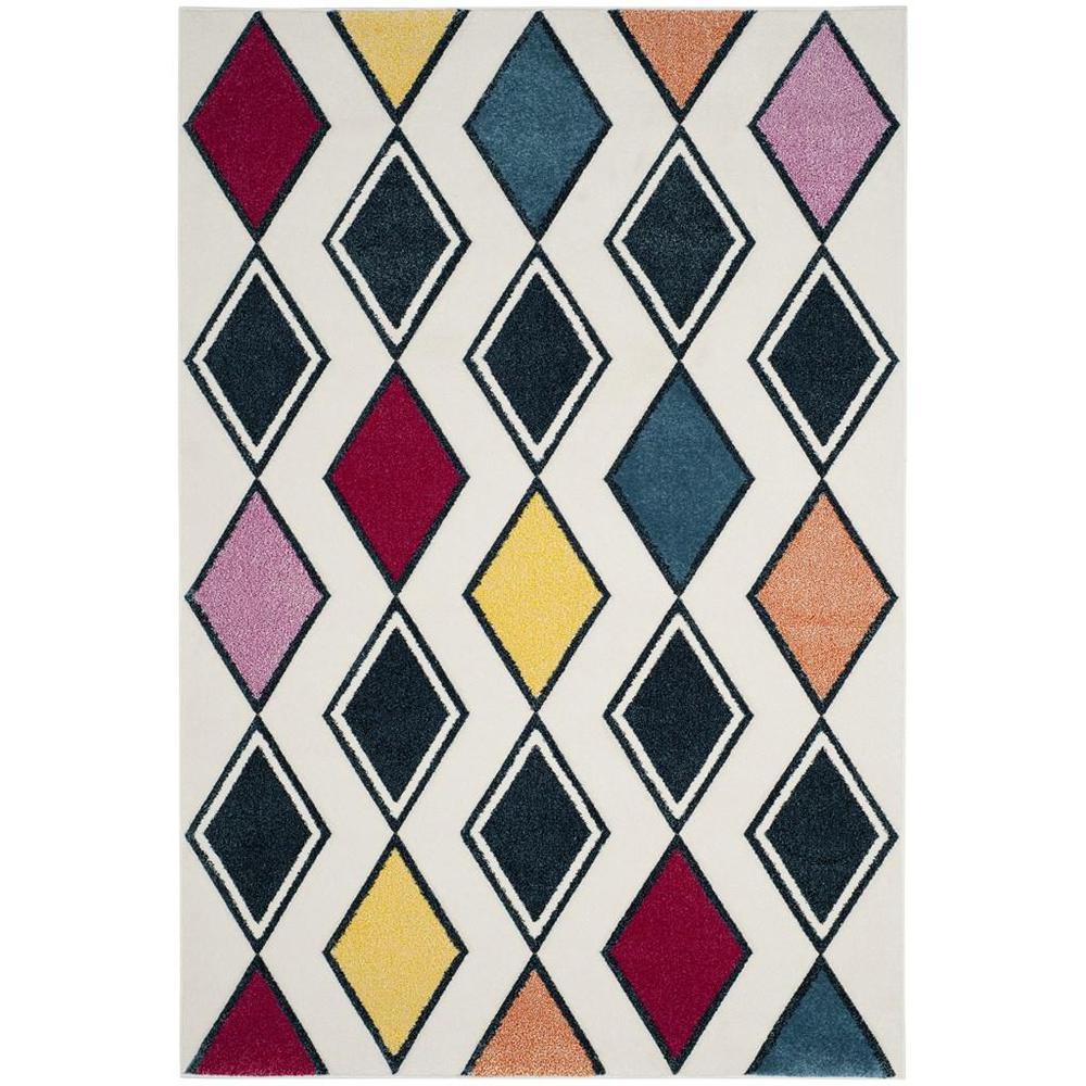 HOLLYWOOD, IVORY / PEACOCK BLUE, 6'-7" X 9', Area Rug, HLW704B-6. Picture 1