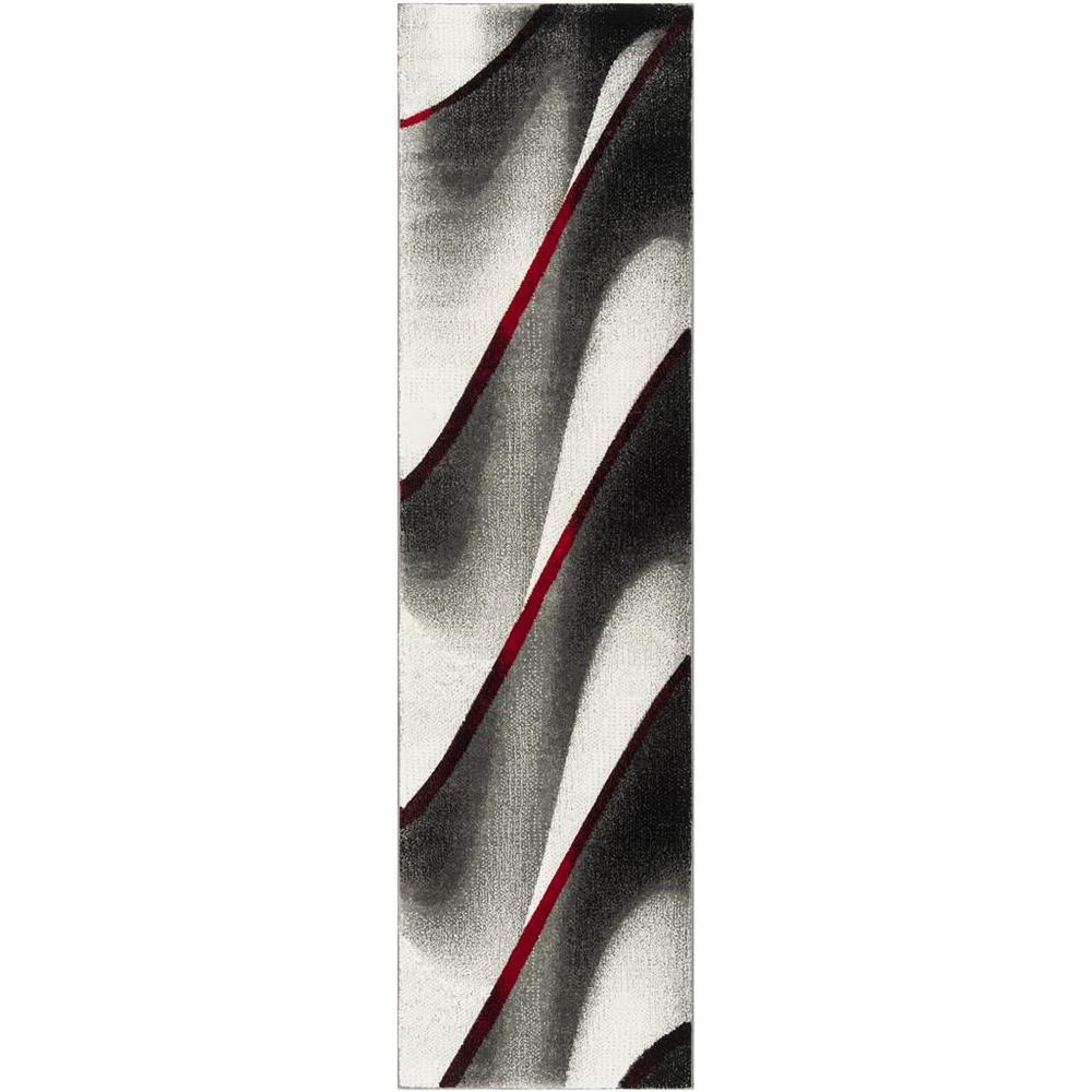 HOLLYWOOD, GREY / RED, 2'-3" X 6', Area Rug. Picture 1