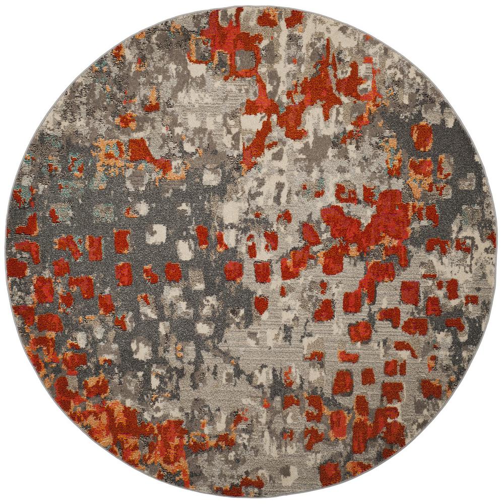 MONACO, GREY / ORANGE, 9' X 9' Round, Area Rug. Picture 1