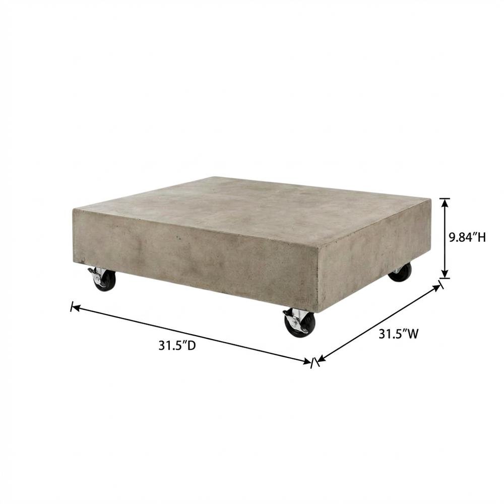 Concrete Coffee Table with Casters, 9.84-Inch Height. Picture 7