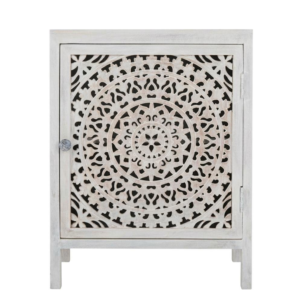 White Nightstand with 2 Shelves and MDF Wood Construction. Picture 4
