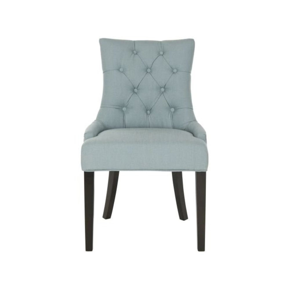 ABBY 19''H TUFTED SIDE CHAIRS (SET OF 2) - BRASS NAIL HEADS. Picture 7
