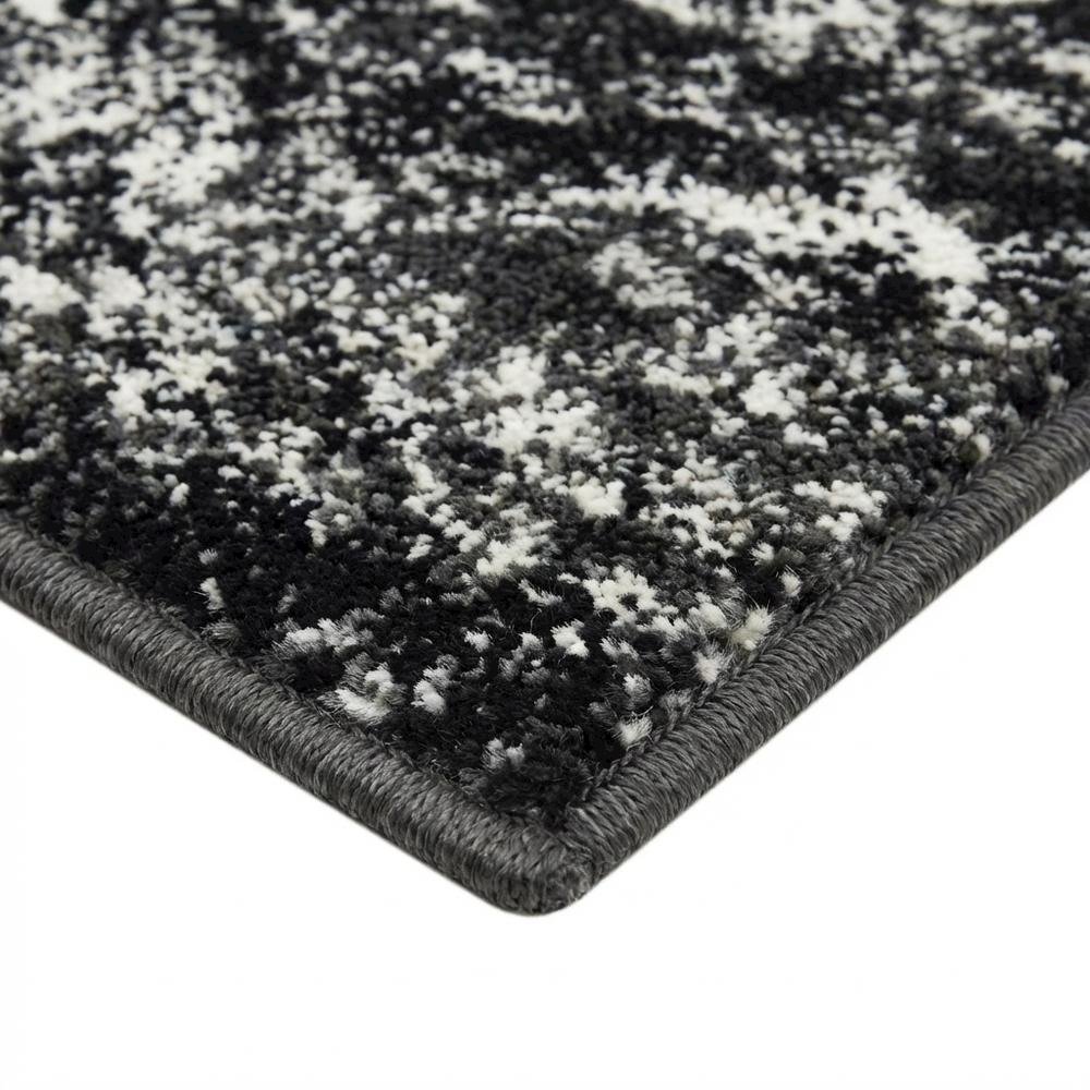 Gray and Black Area Rug with Power Loomed Polypropylene Pile for Accent Spaces. Picture 6