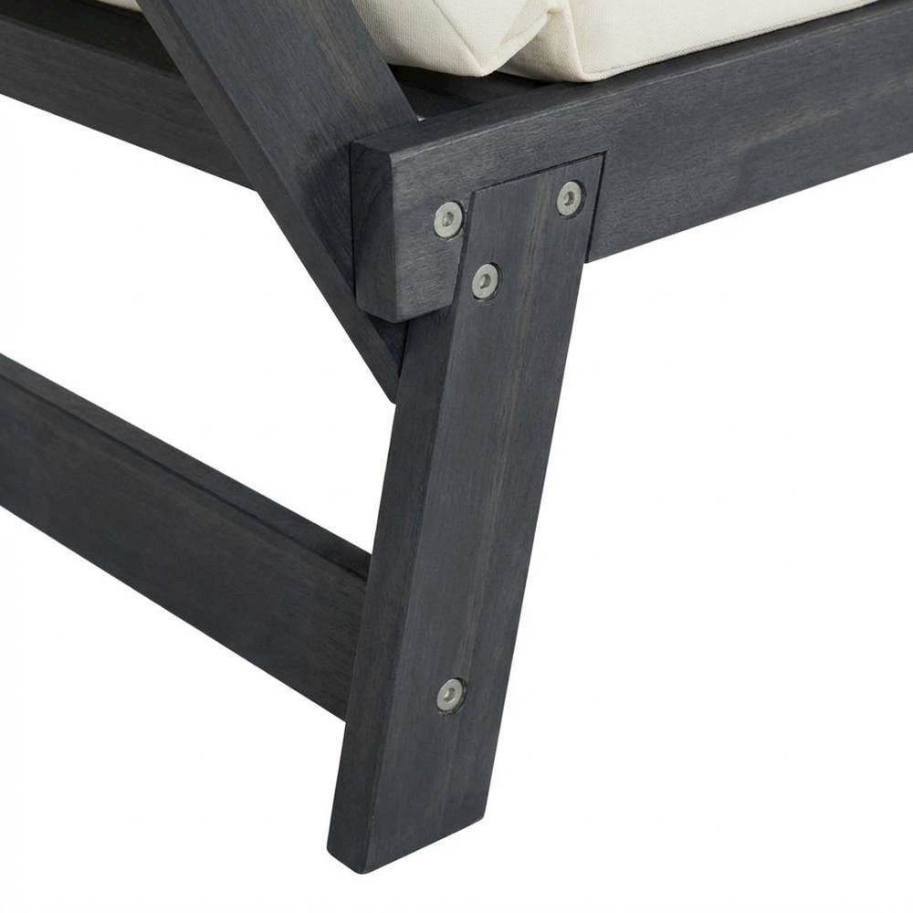 Outdoor Daybed With Dark Slate Grey Acacia Frame And Polyester Upholstery. Picture 6