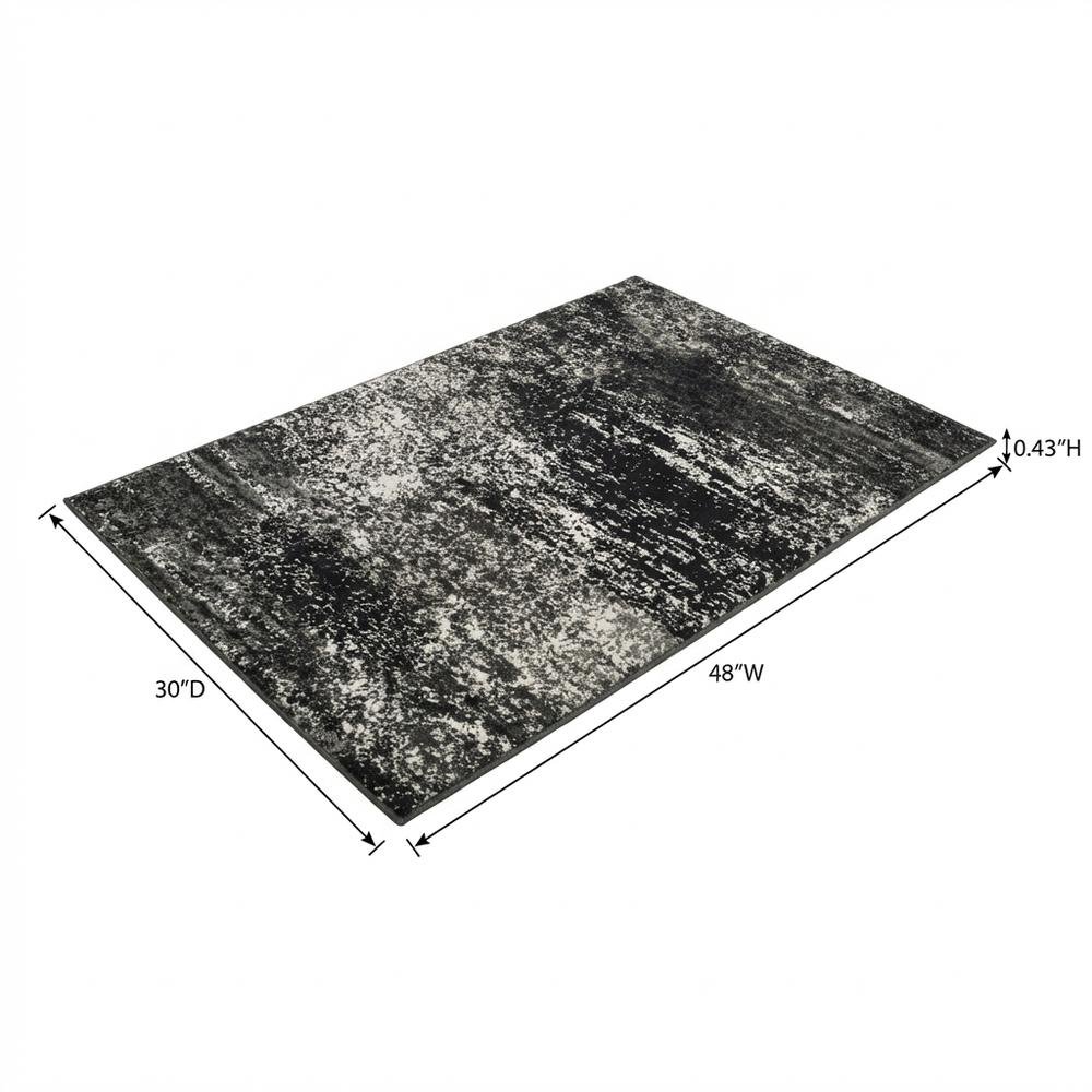 Gray and Black Area Rug with Power Loomed Polypropylene Pile for Accent Spaces. Picture 7