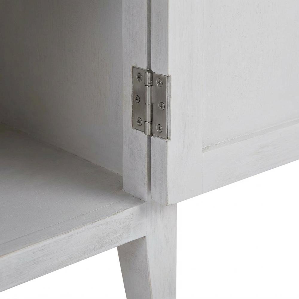 White Nightstand with 2 Shelves and MDF Wood Construction. Picture 6
