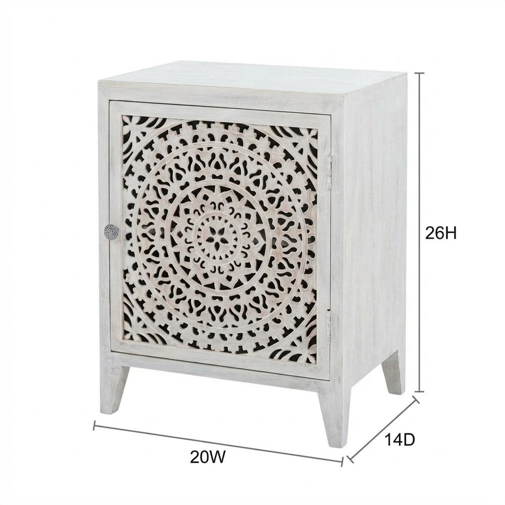 White Nightstand with 2 Shelves and MDF Wood Construction. Picture 7