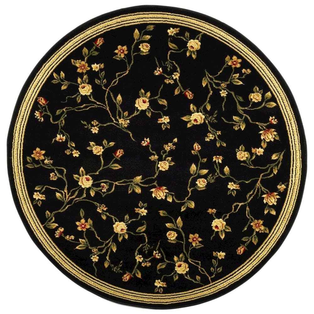 Black Round Area Rug with Polypropylene Pile and Jute Backing, Power Loomed. Picture 4