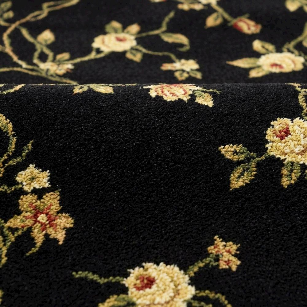 Black Round Area Rug with Polypropylene Pile and Jute Backing, Power Loomed. Picture 5