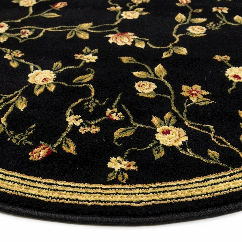Black Round Area Rug with Polypropylene Pile and Jute Backing, Power Loomed. Picture 6