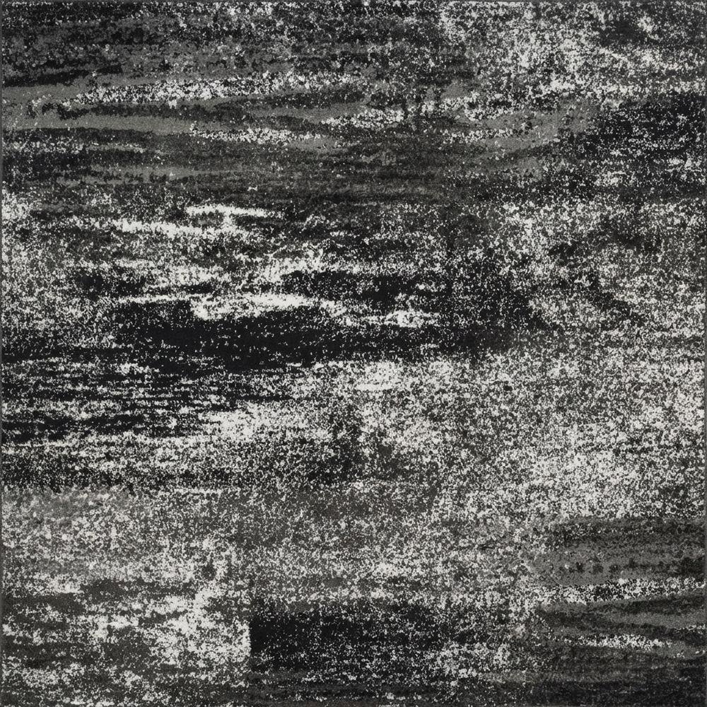 Silver / Black Area Rug with Power Loomed Polypropylene Pile, Square Shape. Picture 5