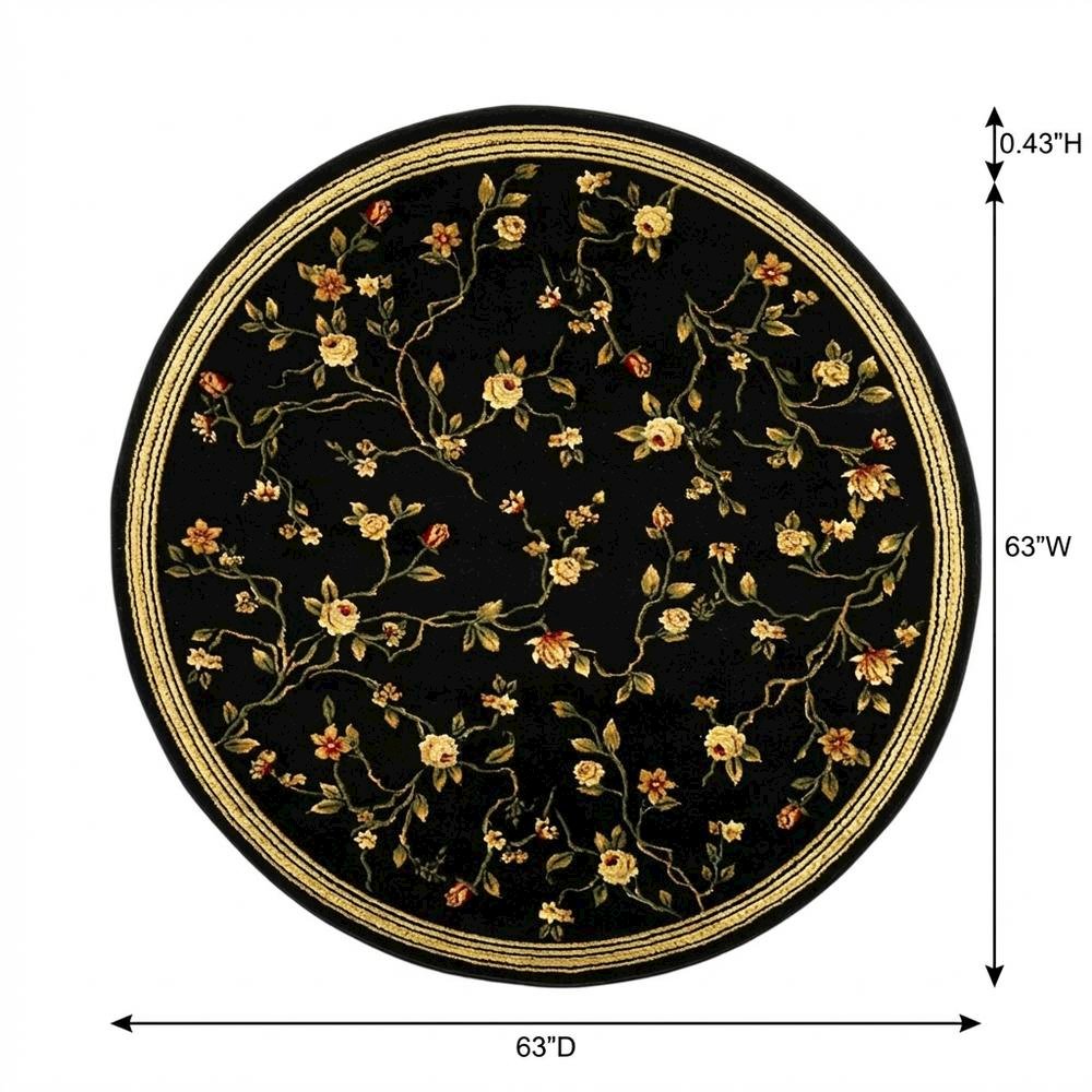 Black Round Area Rug with Polypropylene Pile and Jute Backing, Power Loomed. Picture 7