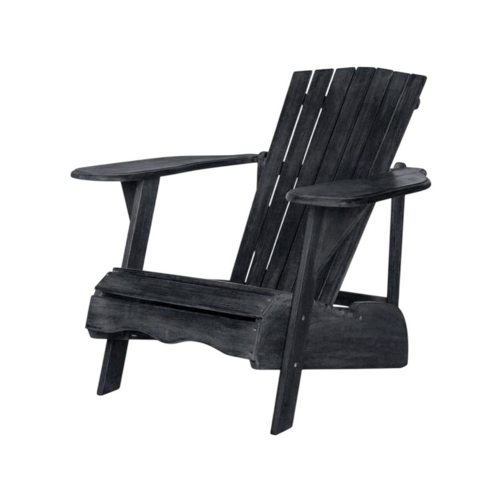 Dark Slate Grey Acacia Adirondack Chair with Galvanized Steel Hardware. Picture 1
