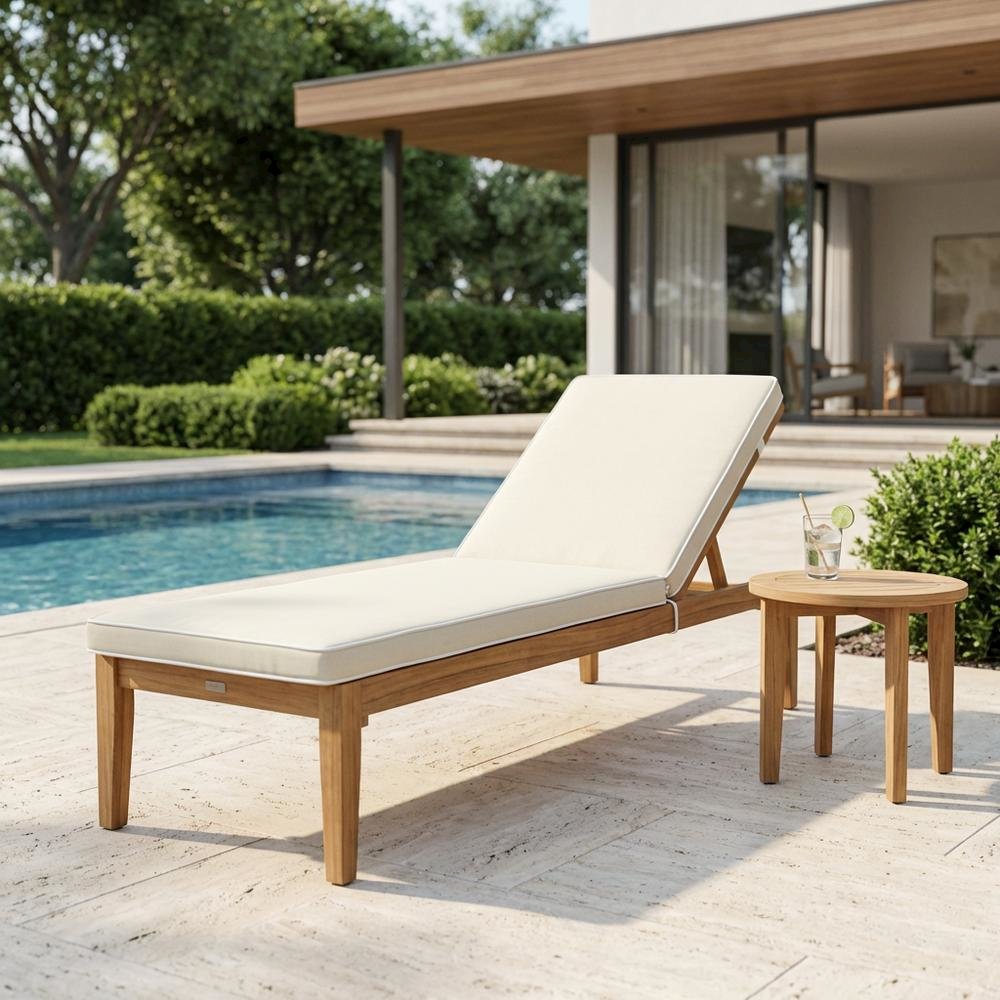 Outdoor Sunlounger with Brass Metal Frame and Polyester Cushion. Picture 3